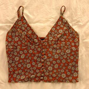 Vintage Forever21 orange floral daisy crop top, size medium
